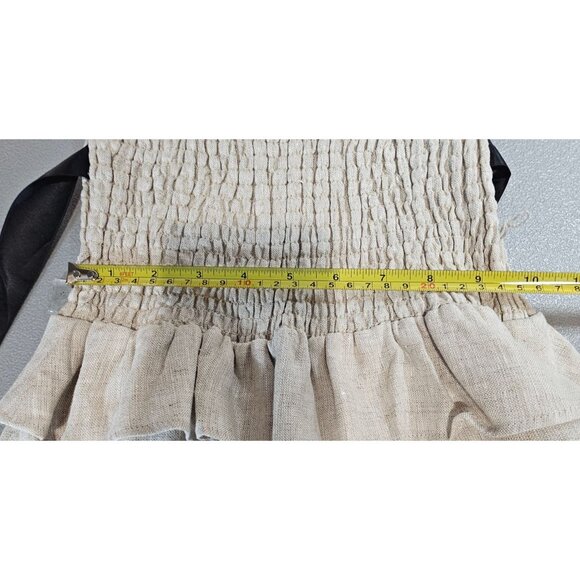 Reformation Womens XS Miles Linen Satin Belted‎ Dress in Oatmeal NWOT - Picture 9 of 16